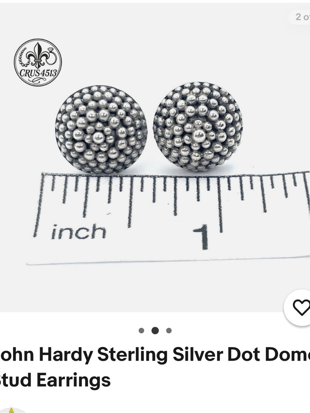 John Hardy Sterling Silver Beaded Dome Studs